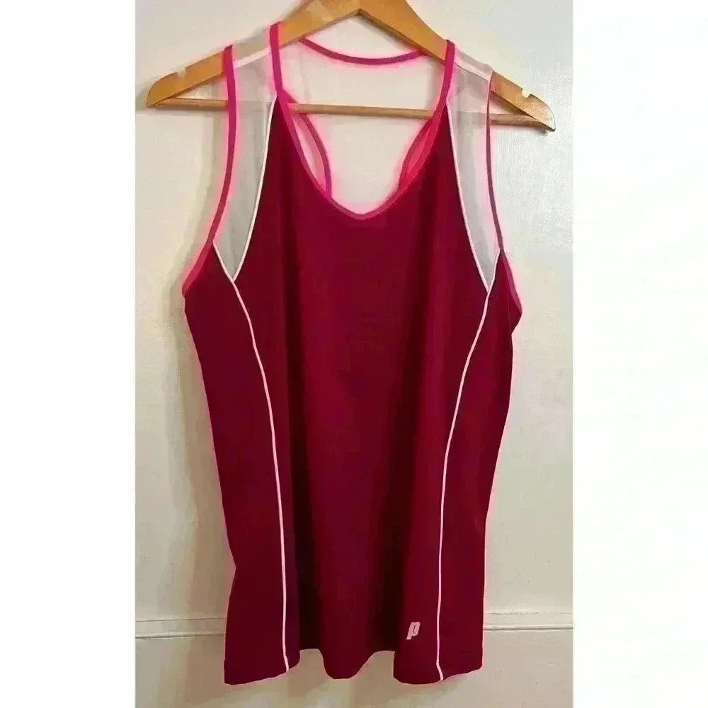 BNWT Prince Tank in Burgundy, Pink and  White Size M/L